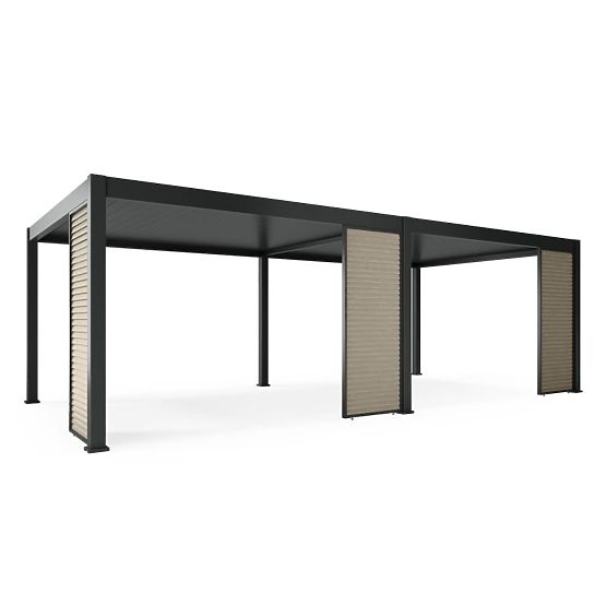 Wolnostojąca pergola ogrodowa Lumera z aluminium, 4x8 m, bioklimatyczna, oświetlenie LED, elektryczn