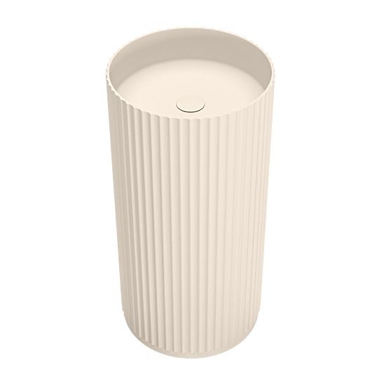 Wolnostojąca umywalka Ciriola, kompozytowa, 45x90 cm, beżowoszara, taupe, żłobiona