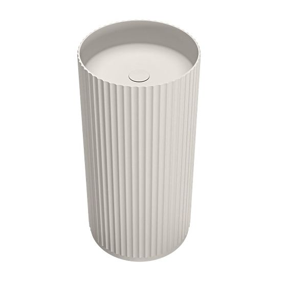 Wolnostojąca umywalka Ciriola, kompozytowa, 45x90 cm, jasnoszara, żłobiona