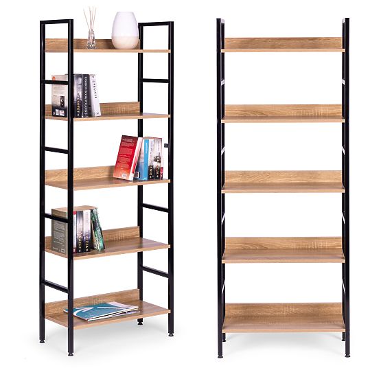Wysoki regał loftowy 5 półek metal MDF ModernHome