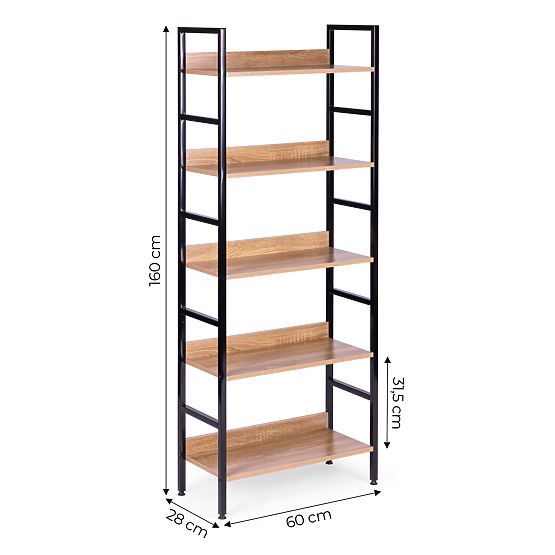 Wysoki regał loftowy 5 półek metal MDF ModernHome