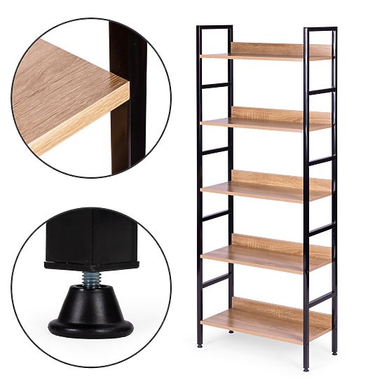 Wysoki regał loftowy 5 półek metal MDF ModernHome