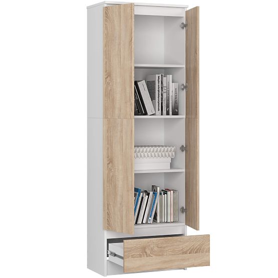 ZAMKNIĘTA BIBLIOTEKA R60 2D 1SZ CLP PK BIAŁA / SONOMA