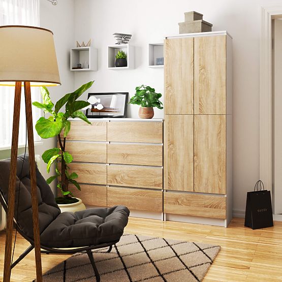 ZAMKNIĘTA BIBLIOTEKA R60 2D 1SZ CLP PK BIAŁA / SONOMA