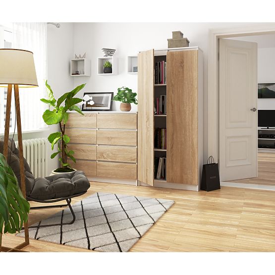 ZAMKNIĘTA BIBLIOTEKA R80 2D 8P CLP BIAŁA / SONOMA