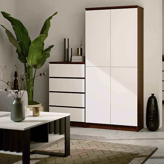 ZAMKNIĘTY REGAŁ R80 2D 8P CLP WENGE / BIAŁY