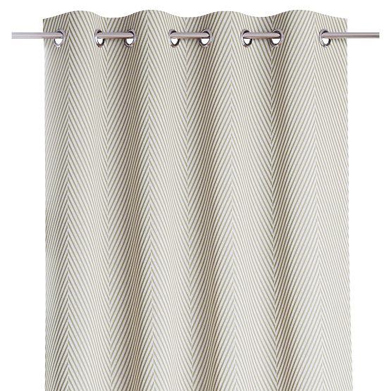 Zasłona CLEAR kolor cappuccino z nadrukiem styl boho klasyczny srebrne metalowe przelotki