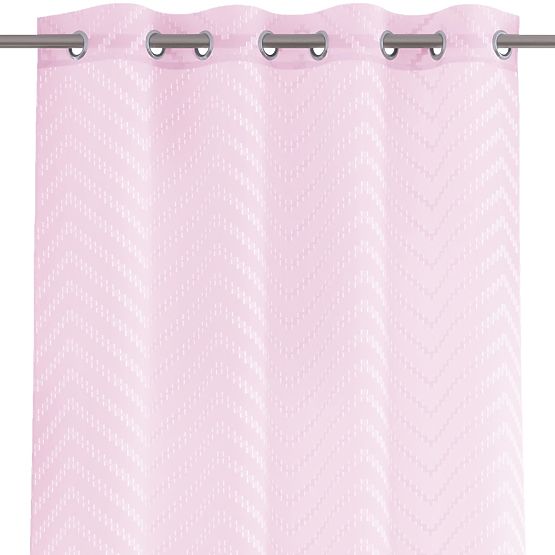 Zasłona MOLISA różowy kolor haftowany motyw boho srebrne przelotki woal 140x270 ameliahome