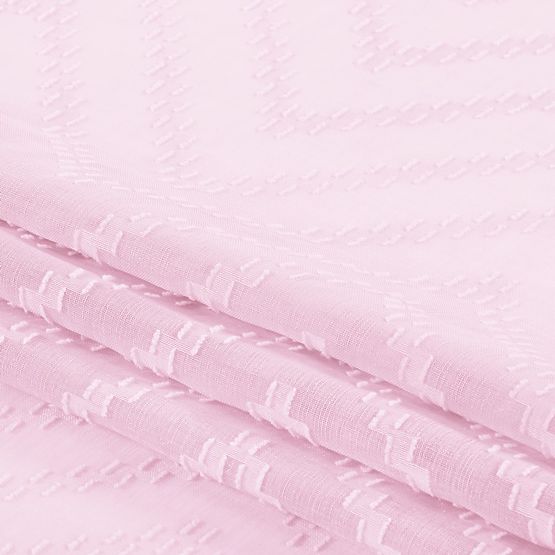 Zasłona MOLISA różowy kolor haftowany motyw boho srebrne przelotki woal 140x270 ameliahome