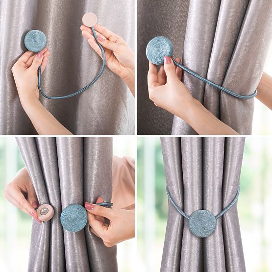 Zasłony - akcesoria CALGARY kolor jasnoniebieski ameliahome