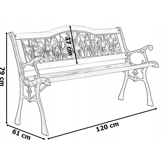 Żeliwna ławka ogrodowa TULIPAN
