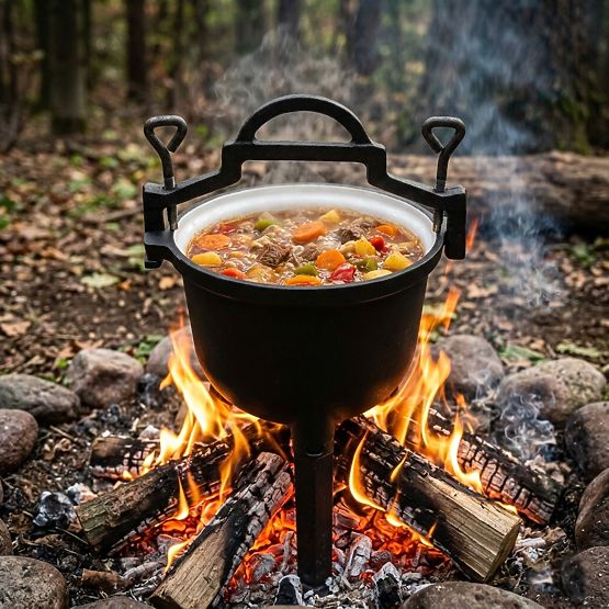 Żeliwny emaliowany garnek 5L stojący na ognisko grill MultiGarden