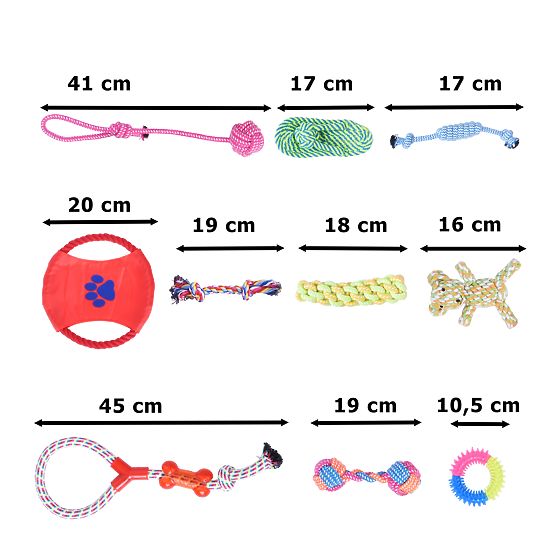Zestaw 10 zabawek dla psów DYLAN szarpaki