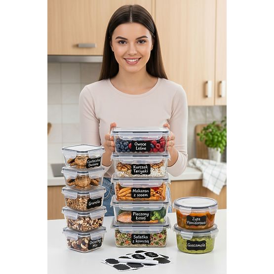 Zestaw 12 plastikowych pojemników RIMINI