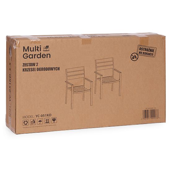 Zestaw 2 krzeseł ogrodowych na taras balkon stal HDPE szare MultiGarden