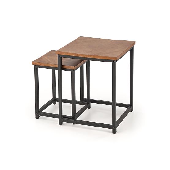 Zestaw 2 ławek ELZA, orzechowy/czarny (1p=1szt)