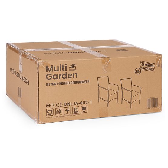 Zestaw 2x krzesło ogrodowe z poduszką, zestaw krzeseł na balkon, taras, ogród czarny MultiGarden