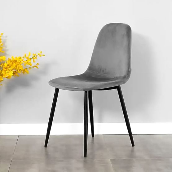 Zestaw 4 aksamitnych krzeseł do jadalni i salonu - szare