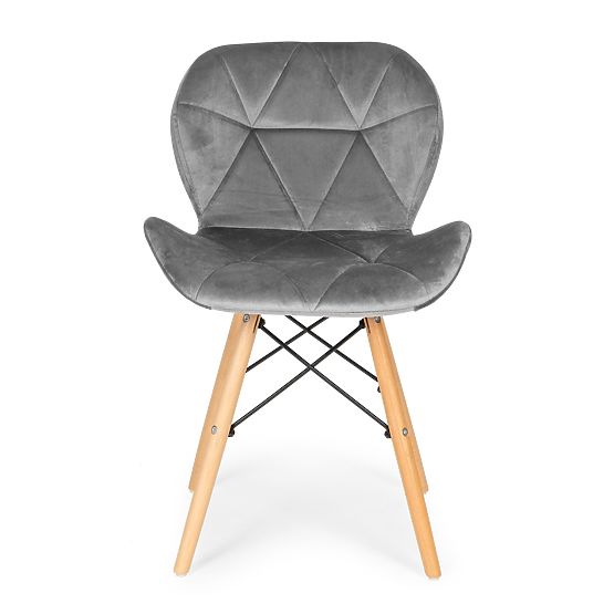 Zestaw 4 aksamitnych krzeseł do jadalni i salonu - szare