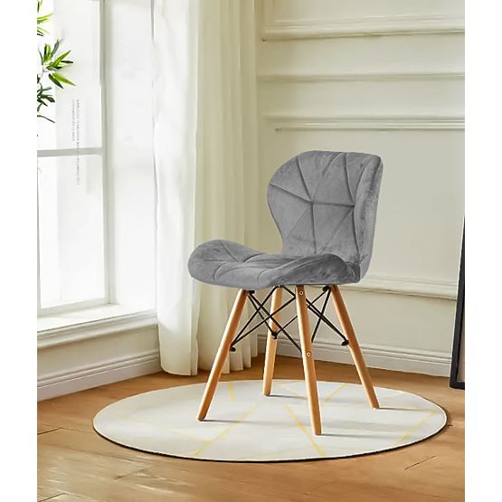 Zestaw 4 aksamitnych krzeseł do jadalni i salonu - szare