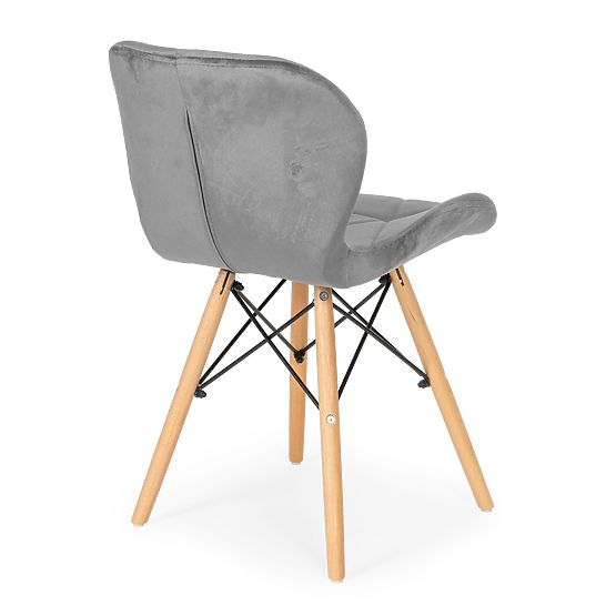 Zestaw 4 aksamitnych krzeseł do jadalni i salonu - szare