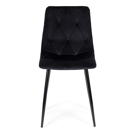 Zestaw 4 pikowanych aksamitnych krzeseł do jadalni i salonu - czarne