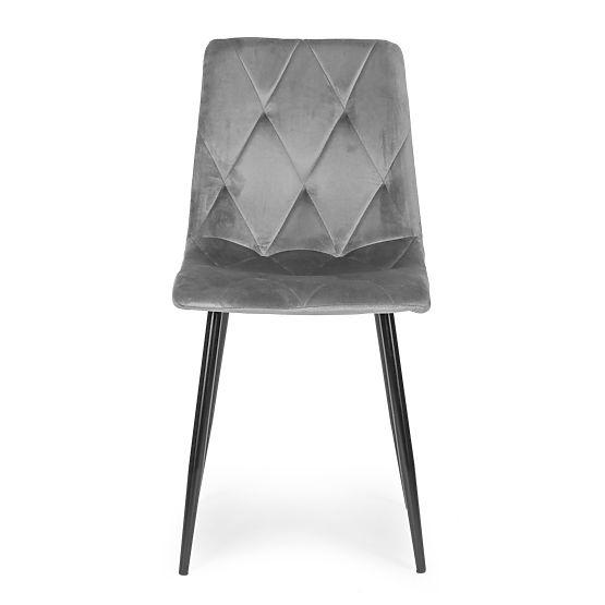 Zestaw 4 tapicerowanych aksamitnych krzeseł do jadalni i salonu - szare