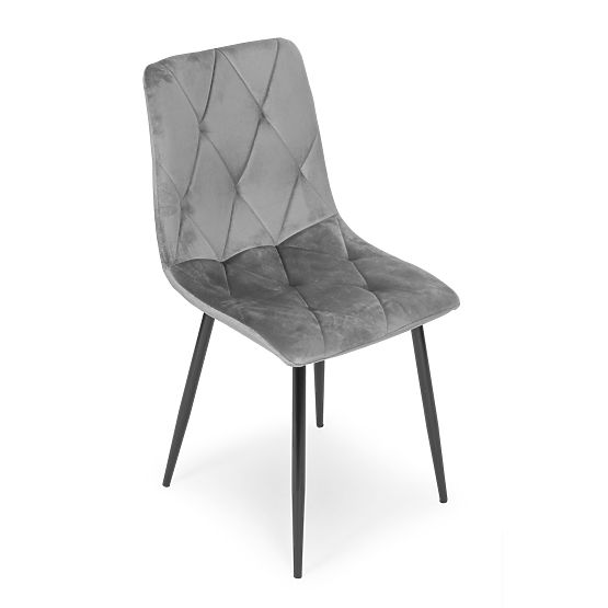 Zestaw 4 tapicerowanych aksamitnych krzeseł do jadalni i salonu - szare