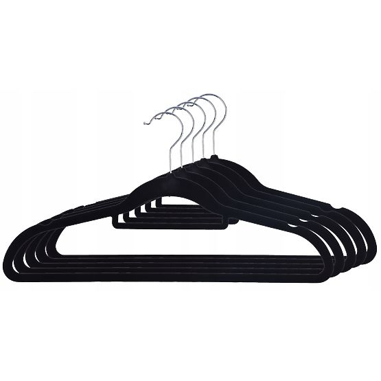 Zestaw 5 szt. welurowych wieszaków Maxi - czarny