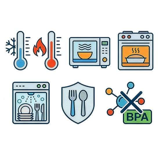 Zestaw 6 szklanych pojemników na żywność AMALFI