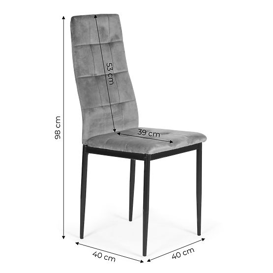 Zestaw aksamitnych krzeseł do jadalni i salonu 4 sztuki szare