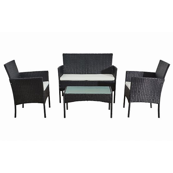 Zestaw balkonowy z technoratanu (Sofa + 2 x fotel + stolik) COMODO czarny