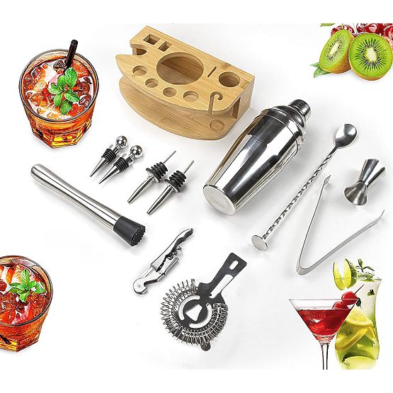 Zestaw barmański CHESTER chromowany 12 elementów