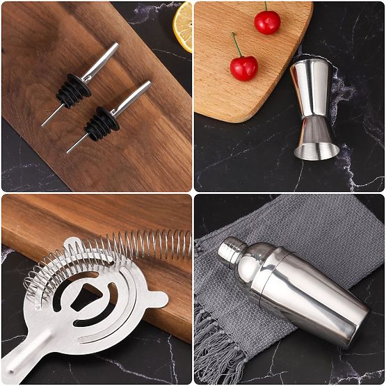 Zestaw barmański CHESTER chromowany 12 elementów