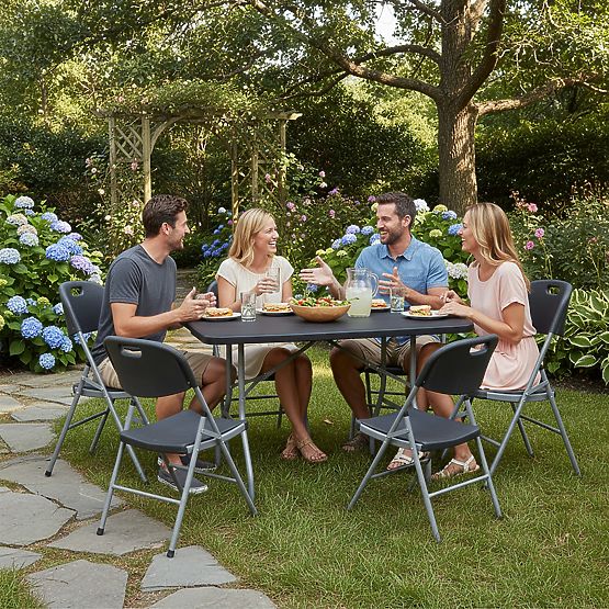 Zestaw cateringowy FETA BLACK 180 cm + 6 krzeseł BLACK