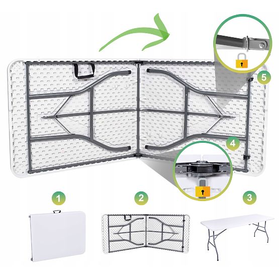 Zestaw cateringowy FETA WHITE 180 cm + 6 krzeseł BASICO