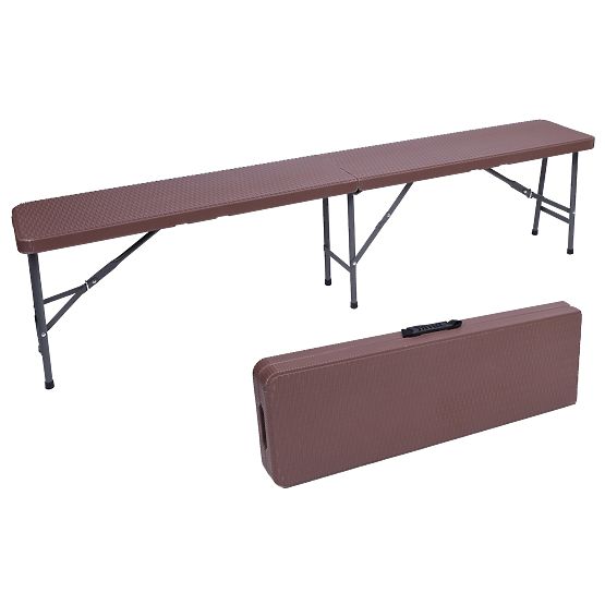 Zestaw cateringowy Rattan brązowy stół 180 cm + 2 ławki