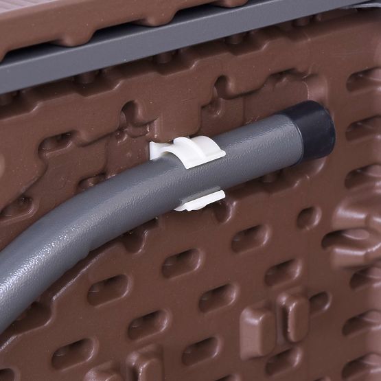 Zestaw cateringowy Rattan brązowy stół 180 cm + 2 ławki