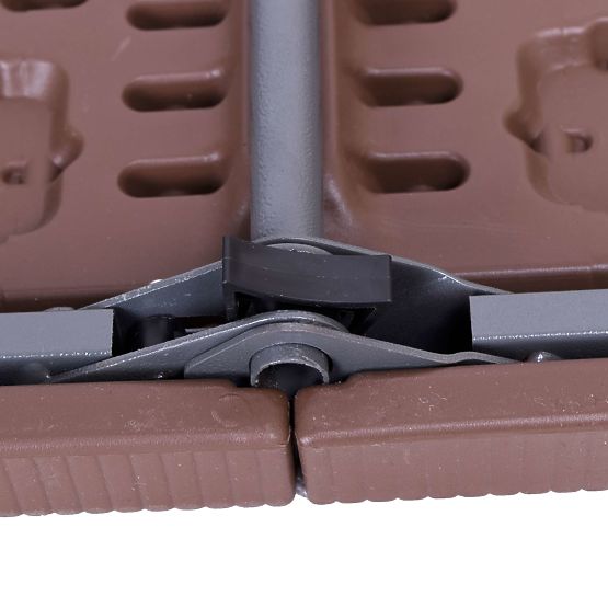 Zestaw cateringowy Rattan brązowy stół 180 cm + 2 ławki