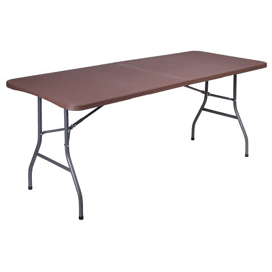 Zestaw cateringowy Rattan brązowy stół 180 cm + 2 ławki