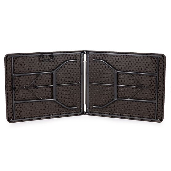 Zestaw cateringowy stół bankietowy 180 cm 2 ławki rattan brązowy ModernHome