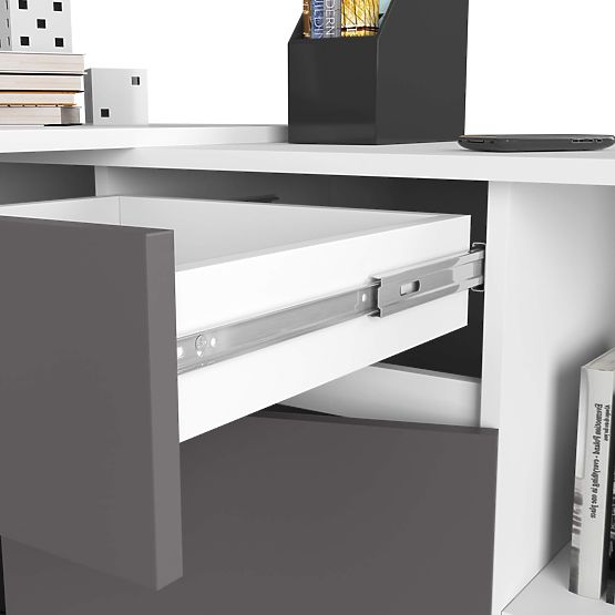 ZESTAW CLP B-17 KOMODA + BIURKO PK BIAŁY / SZARY