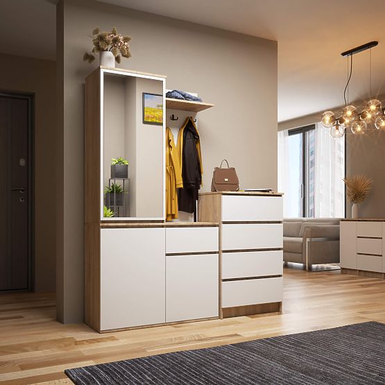 ZESTAW DO PRZEDPOKOJU ENTRO PK DĄB SONOMA / BIAŁY