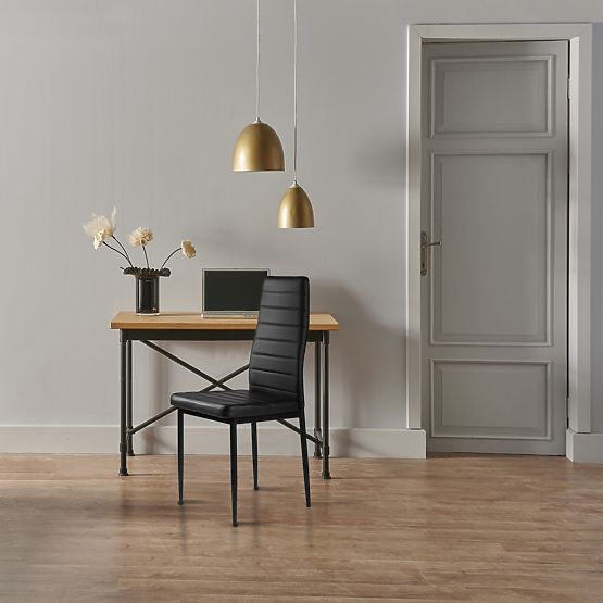 Zestaw krzeseł z ekoskóry 4 szt. wysokie oparcie - czarne