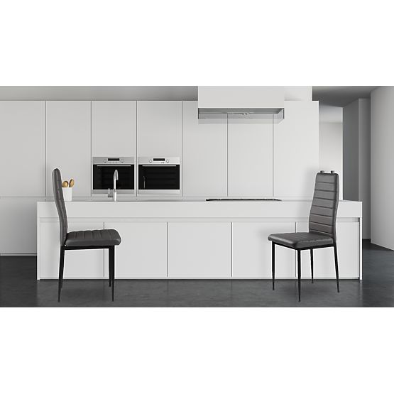 Zestaw krzeseł z ekoskóry 4 szt. wysokie oparcie - szare