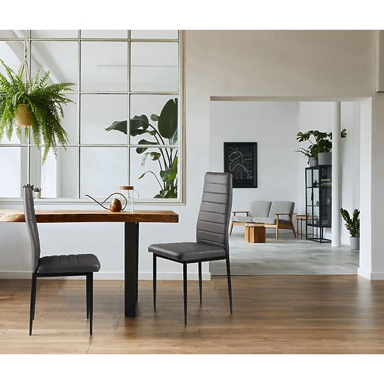 Zestaw krzeseł z ekoskóry 4 szt. wysokie oparcie - szare