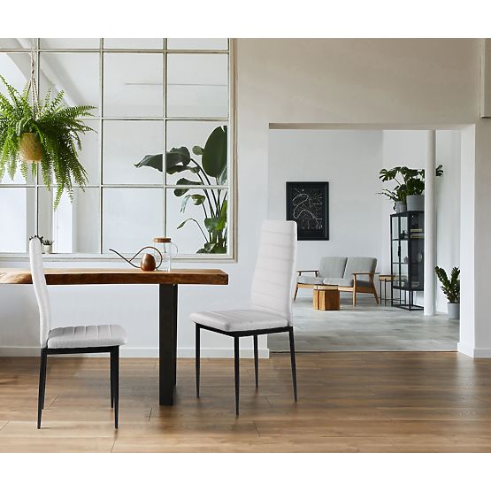 Zestaw krzeseł z ekoskóry 4 sztuki wysokie oparcie - białe