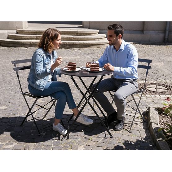 Zestaw mebli balkonowych (2 x składane krzesła + stół) SEMPLICI Stal Czarna