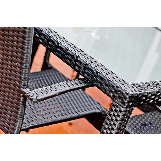 Zestaw mebli jadalnianych z technoratanu (stół 150×90 cm + 6 × krzesła) AVVICENTE, czarny