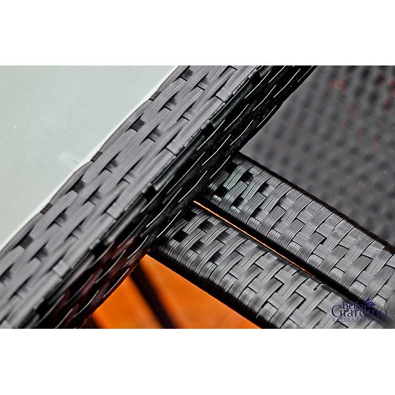 Zestaw mebli jadalnianych z technoratanu (stół 150×90 cm + 6 × krzesła) AVVICENTE, czarny